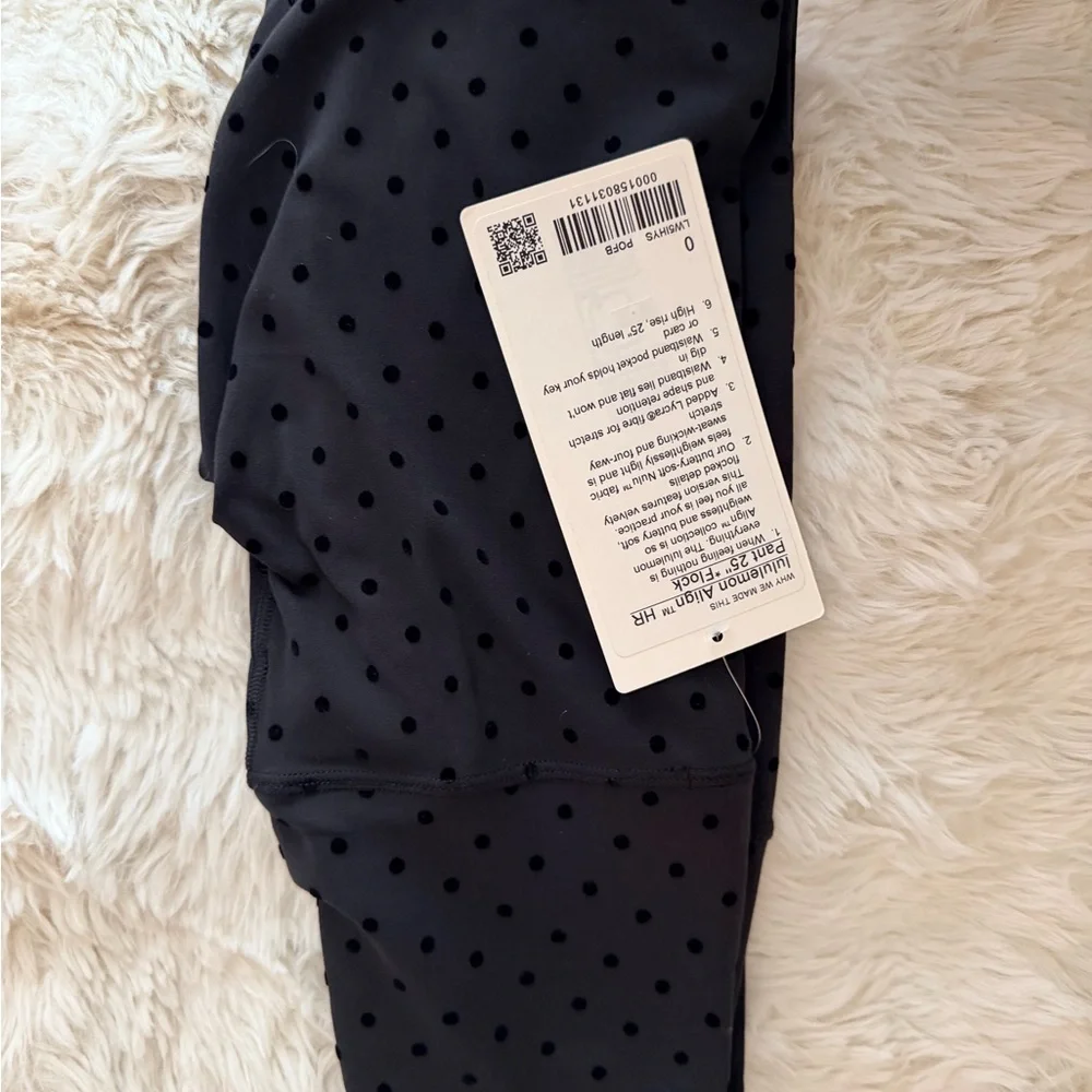 Lululemon Athletica Polka Dot Flocked Black Textured Leggings - Picture 5 of 7